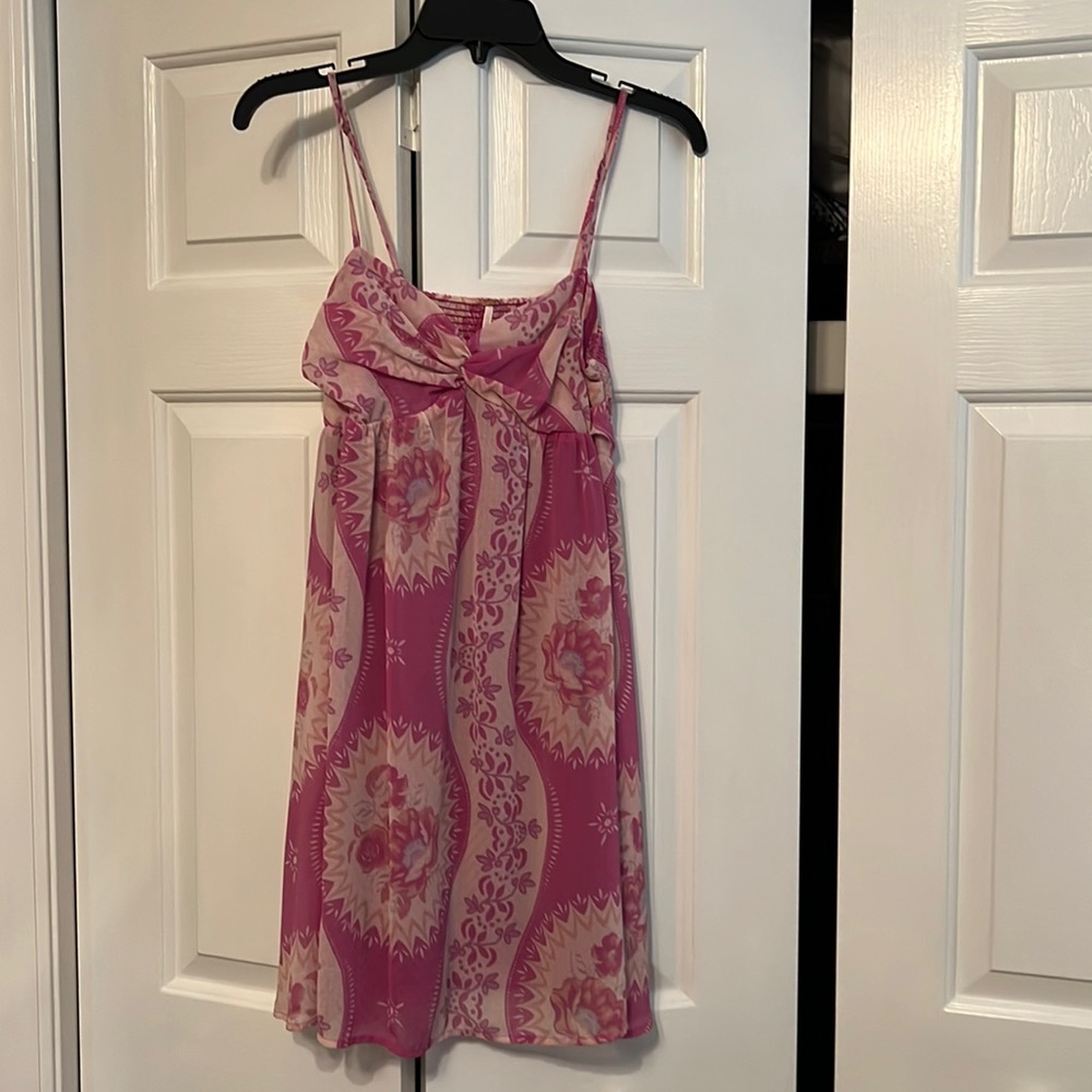 Free People spaghetti strap pink flowy dress